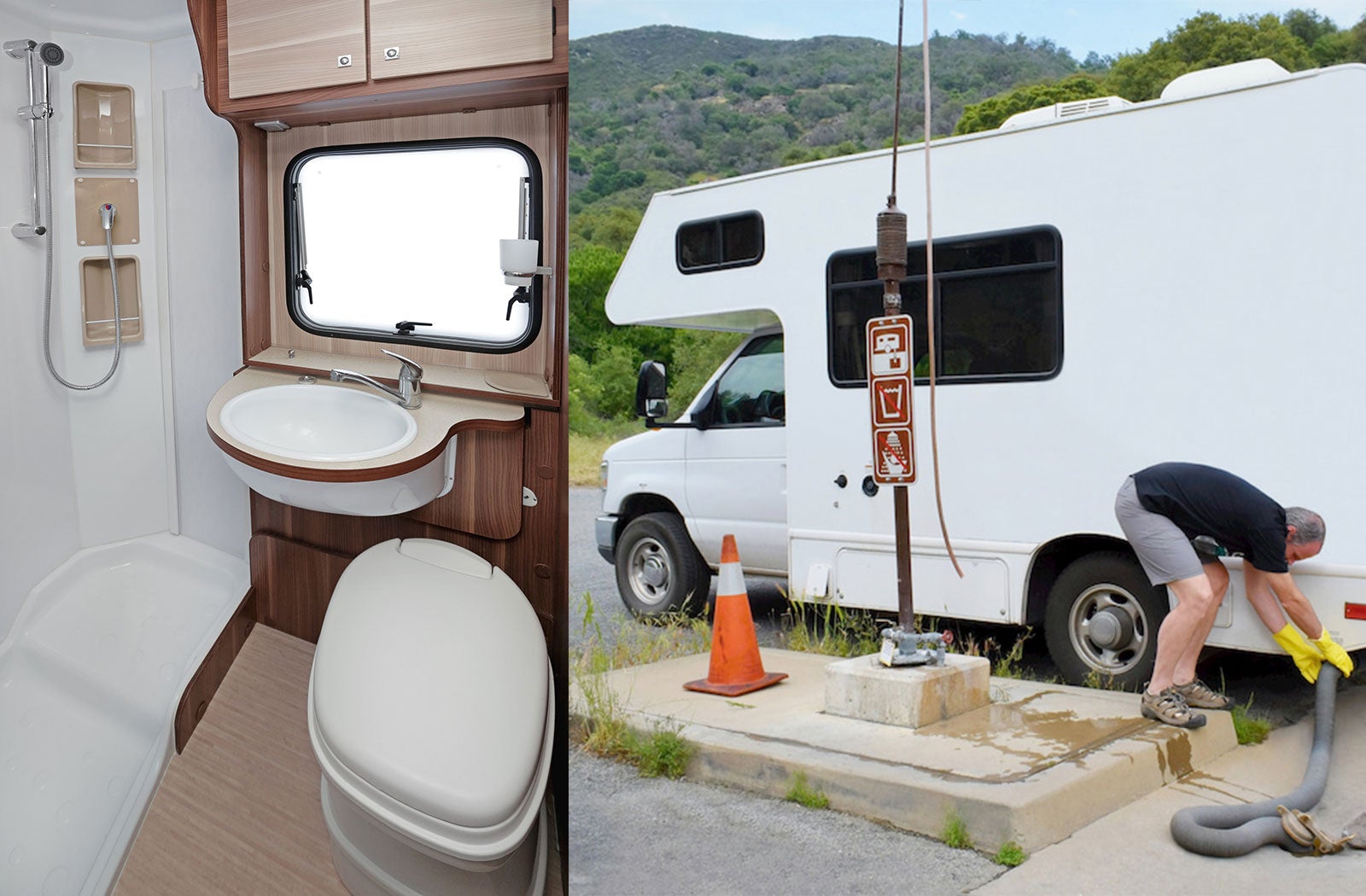 Portable RV/camper toilet and holding tank setup in Ambler, Pennsylvania